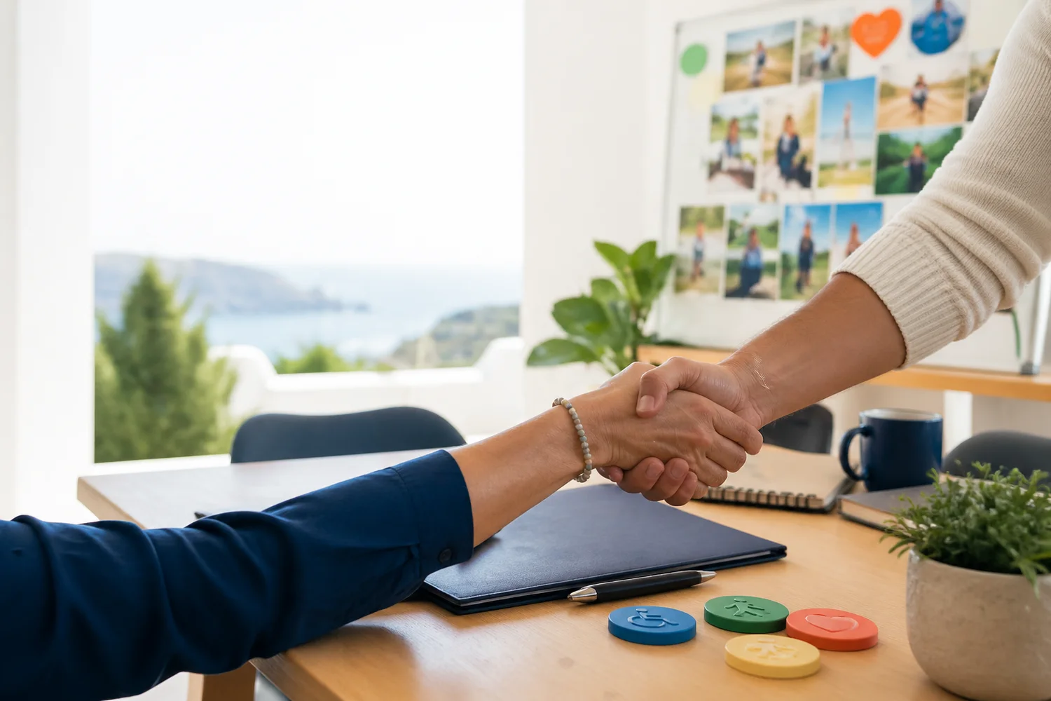 Συνεργασία και υποστήριξη σε φωτεινό χώρο κοινότητας